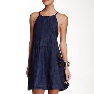 Free People denim halter tunic dress, medium